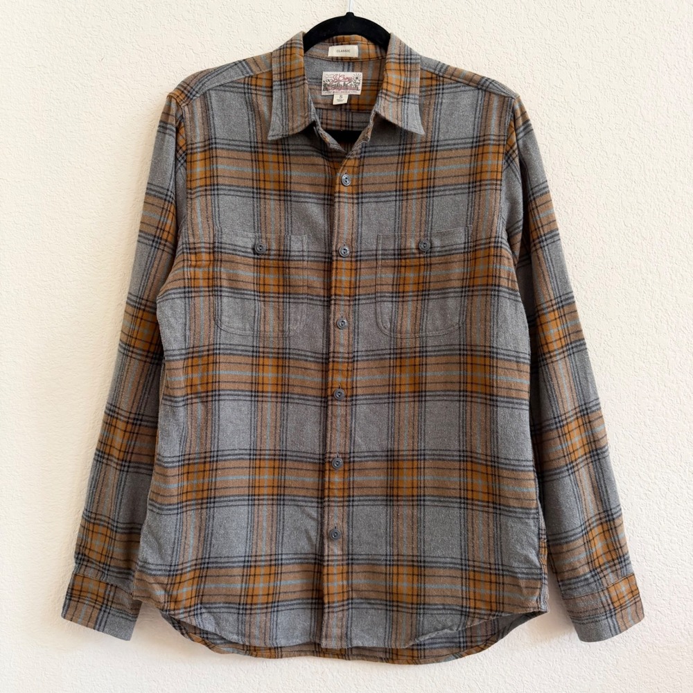 J.Crew Mens Classic Mid-Weight Flannel Plaid Button Down Shirt Shacket Sz S